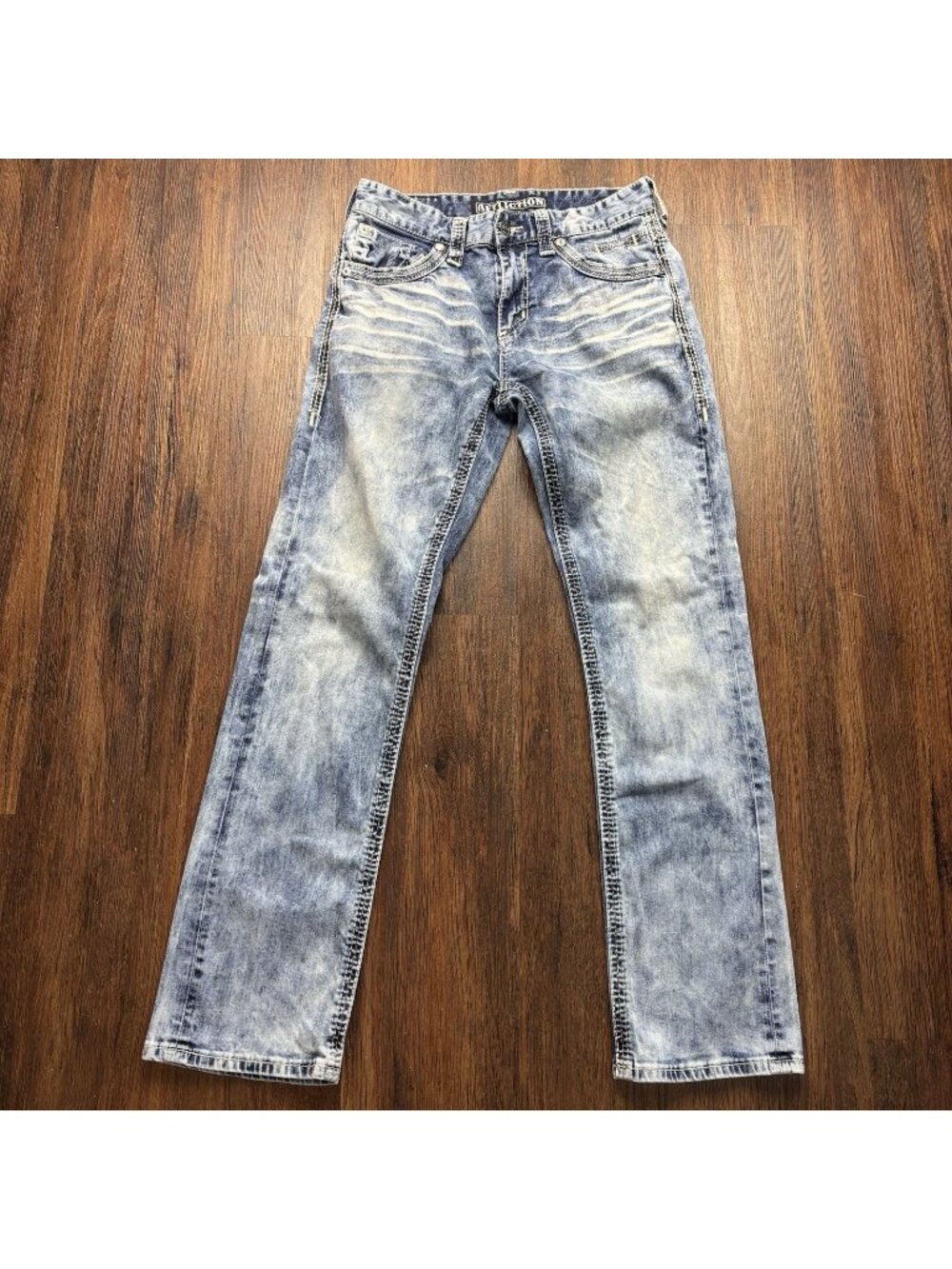 Affliction Ace Straight Jeans Distressed Light Acid Wash Men’s Size 32